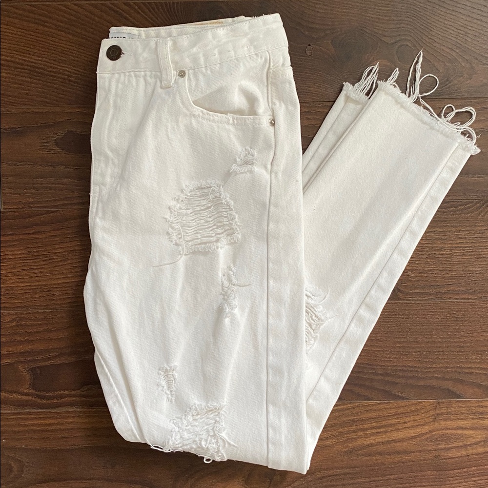 Pull&Bear White Denim Pants 100% Cotton Size 29